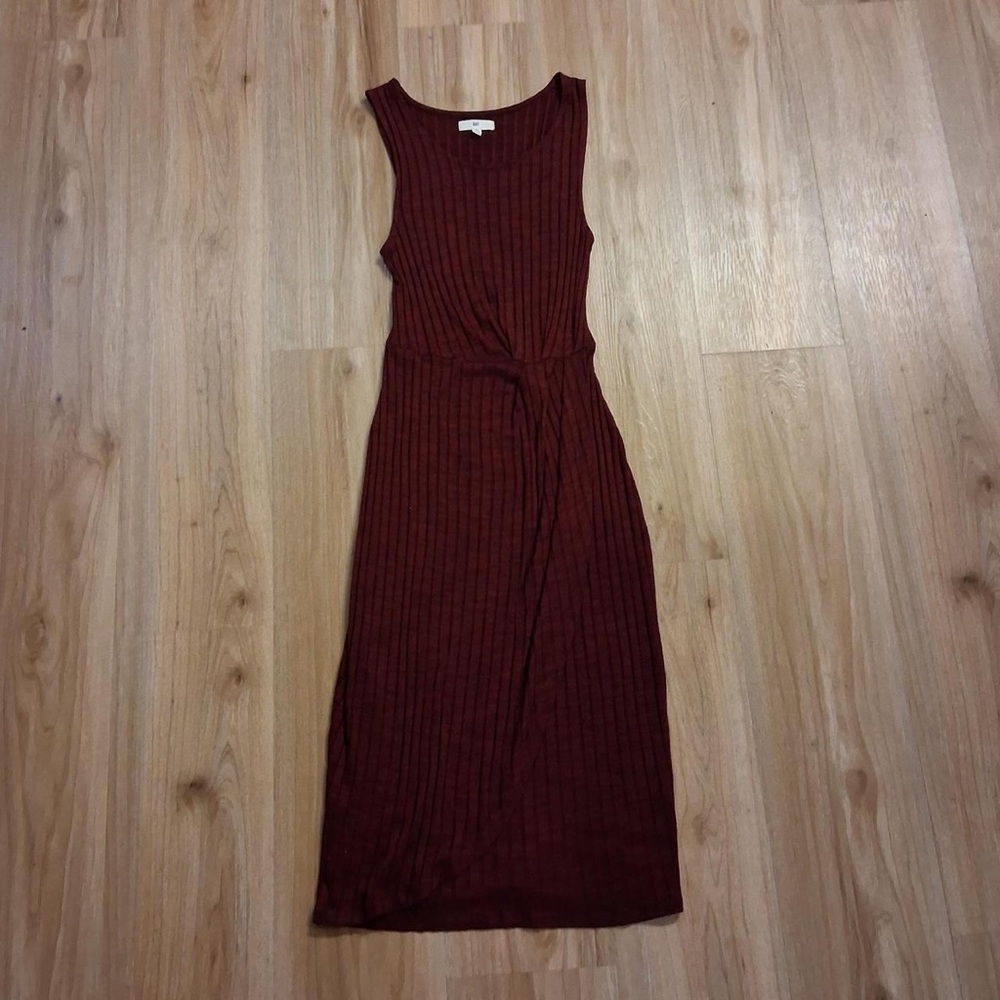 BP Burgandy Ribbed Midi Dress - Picture 2 of 5